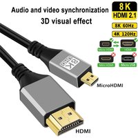 1m 2m 3m Micro HDMI Cable-compatible 8K@60Hz 4K@120hz 3D to HDMI-compatible Cable Male to Male For GoPro Sony Camera Projector