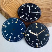 New 33.5mm Pilot Watch Dial Face Black/blue for NH35 NH36 ETA 2824 VH31 Movement Men Watch Parts Accessories Arabic numerals