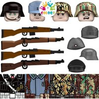WW2 Soldiers Figures Building Blocks Camouflage Army Infantry Officer Hat Helmet Weapons Bricks Toys For Kids Gift wholesale
