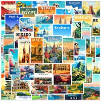 50/100PCS World Heritage Landmark Building Poster Graffiti Stickers for Luggage Tablet Notebook Stickers