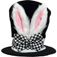 Easter Day White Rabbit Ears Lattice Bow Magician Hat Fairy Tale Tea Party Hat Bunny Kids Favors Happy Easter Day Party Decors