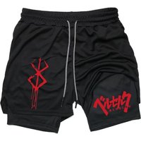 Anime Berserk Performance Shorts Men 2-in- Running Compression Shorts Training Yoga Gym Sportswear Workout Shorts with Pockets