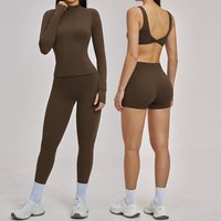 2 Piece Yoga Clothes Women's Tracksuit Quick Dry Fitness Set Gym Workout Outfits Fitness Long Sleeves Sports Bra Leggings Suit