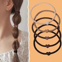 10PC Cute Korean Khaki Style Heart High Elasticity Hair Rope Ties for Women Girls Ponytail Holder Practical Hair Accessories
