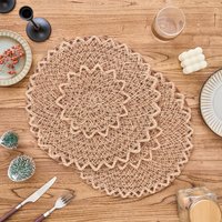1/2/4/6pcs Jute Round Double Loop Placemats - Rustic Vintage Style Table Decor Mats for Kitchen, Dining Table, Tea Tray Coasters