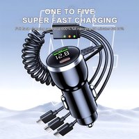230W Car Charger Fast Charge 5 Ports PD QC3.0 USB C Car Phone Charger Type C Adapter in Car For iphone Samsung Huawei Xiaomi
