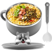 1200ml Ramen Bowl With Lid Stainless Steel Instant Noodle Cooker Fruit Salad Rice Soup Bowl Large Lunch Box Kitchen Accessories