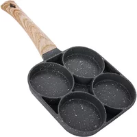 4 Hole Thickened Nonstick Egg Omelette Grilled Steak Cooking Pan Hamburger Bread Breakfast Maker Induction Cookware Omelet Pan