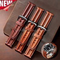Retro Genuine Leather Watch Band Straps for Seiko for Omega 20mm 22mm 24mm Cowhide Rugged Double Bone Band Men Women Accessories