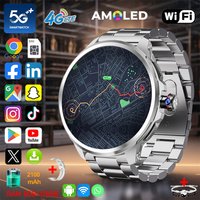 4G Full Netcom GPS WIFI Smart Watch 1.95 inch 720*720 AMOLED 2100mah Battery 900W Camera 8GB+128GB RAM Google APPS 5G Smartwatch