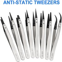 1 Piece Anti-Static ESD Tweezers Replaceable Tweezers Tips Stainless Steel Body Carbon Fiber Conductive Plastic Tweezers