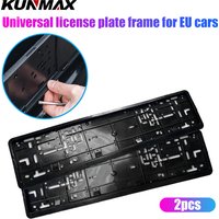 2PCs Carbon Style Black European License Plate Frame Auto Accessory Waterproof Holder with Mounting License Plate