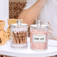 Makeup Organizer Cotton Swab Storage Box With Lid Acrylic Container Jar Makeup Box Jewelry Box Bathroom Cotton Pad Empty Z1S2
