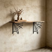 2Pc Iron Art Spider Web Shaped Storage Rack, L-Shaped Bracket, Halloween Decoration, Perfect for Displaying Plants, Flowers, Towels, and Other Items, Wall-Mounted Design, a Decorative and Practical