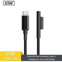 15V 3A 65W Type C Power Supply Charger USB C PD Charging Cable for Microsoft Surface Pro 8/7/6/5/4/3 Laptop Book 3/2/1 GO