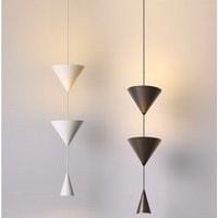 Minimalistyczne lampa wisząca LED w kształcie stożka do sypialni, lampka nocna, lampa wisząca do hotelu, nowoczesne żyrandole sufitowe, czarna biała lampa wisząca