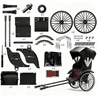 Vintage Classic Human-Powered Rickshaw Model 1:10 Movable Wheel DIY Rickshaw Toy Detailed Craftsmanship Decorative