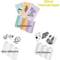 Thermal Printer Paper Roll Color/White Sticker Paper Compatible With Phomemo M02X M02L T02 Paper,(2in*11.5ft/Roll)53mm Width