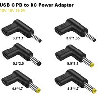 12V 15V 19.5V USB C Type C PD to DC Power Adapter Universal 3.5*1.35 5.5*2.5mm DC Jack Plug Connector for Router Tablet Camera