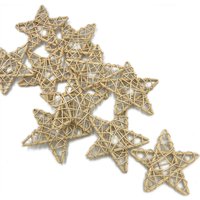 100pcs 5cm Wood Color Rattan Star Christmas Tree Star Topper Grapevine Star Wreath Natural Vine Branch Twig Xmas Holiday Decor
