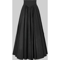 Elegant Solid Color Pleated A-Line Long Skirt, Vintage Style, Flowy Swing Hem, Ideal for Party & Daily Wear