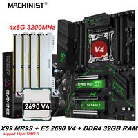 MACHINIST X99 MR9S TPM2.0 Motherboard Kit LGA2011-3 Xeon E5 2690 V4 CPU with 32GB DDR4 3200MHz 4 Channels NVMe M.2 ATX USB3.0