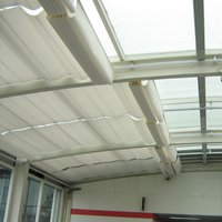 Motorized Sunscreen Skylight Blinds Fabric Window, Modern Horizontal Pattern, Custom, Superior Quality, Blackout, All-season