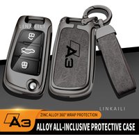 Stylish zinc alloy car key case protective case suitable for Audi A3 8P 8L S3 RS3 Q3 Q7 LOGO remote control protector accessorie