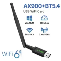 900Mbps WiFi 6 AX900 USB Adapter 2 in 1 Bluetooth 5.4 Network Card 2.4G&5Ghz 5dbi Antenna USB Dongle Receiver Free Driver For PC