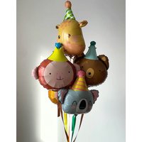 Cartoon Animal Birthday Hats Foil Ballons Cute Bear Cat Lion monkey for Kids Party Classroom Decor Children's Day Supplies Gifts