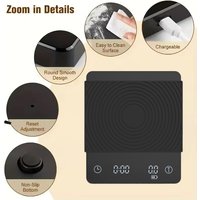 Basic 3 Black Mirror Pour Over Coffee Scale Espresso Scale,Flow Rate, Auto Timer,Ratio, 3 Brewing Modes, 2kg Capacity