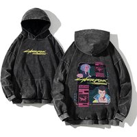 Anime Cyberpunk: Edgerunners Washed Hoodies Printed Casual Men Contains Cotton High Quality Fashion Loose Pullover Unisex