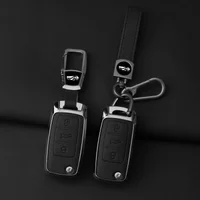 Metal Leather Car Key Case Cover For VW Volkswagen Polo Tiguan Passat Golf 4 5 6 MK6 Jetta Lavida Skoda Octavia Seat Leon Altea