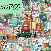 50PCS minimalist outdoor travel stickers, suitable for decorating diaries, guitars, water bottles, waterproof PET stickers