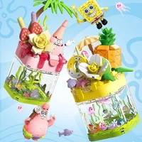 SEMBO SpongeBob Patrick Star Building Block DIY Pineapple Strawberry House Model Bricks Set With Light Desktop Kids Toys Gift