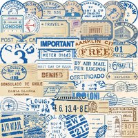 10/30/50PCS Vintage Blue Stub PVC Sticker Aesthetic Decoration Scrapbooking Korean Stationery Hand Accounting Supplies