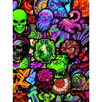 AliExpress NONE 50 Pcs Fluorescent Skull Demon Horror Stickers, Decorate Skate Helmet Phone Suitcase Scrapbook Car Bicycle Surfboard Decals
