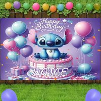 Personalized Disney Lilo&Stitch Backdrop Kid's Birthday Balloon Cake Decor Photography Background Baby Shower Banner Booth Props