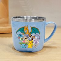 Cute Pokemons Pikachus Milk Mugs Anime Cartoon Kids Water Cup Stainless Steel Coffice Mug School Office Home Boy Girl Drink Cups