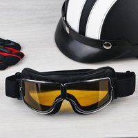 Lunettes de casque de moto en cuir rétro pour hommes, lunettes d'extérieur, lunettes de vélo, lunettes de ski de cyclisme