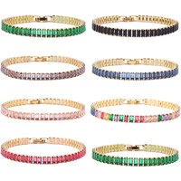 2022 Design 18K Gold Plated Geometric Zircon Bracelet for Women Girl Accessories Fashion Jewelry Rainbow AAA Zircon Party Gift