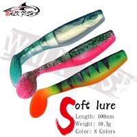 WALK FISH 3Pcs 10cm 10.3g Soft Lures T Tail Fishing Leurre Double Color Shad Mandarin Fish Sea Bass Fresh Water Artificial bait
