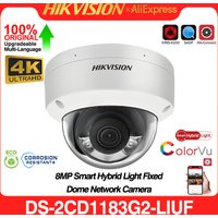 Original Hikvision DS-2CD1183G2-LIUF 4K 8MP ColorVu POE Smart Hybrid Light Fixed Dome Network Camera Built-in Mic IK08