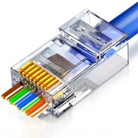 50 PCs RJ45 Connector Cat6 Connector Network Unshielded RJ45 Perforated Crystal Head Network Cable