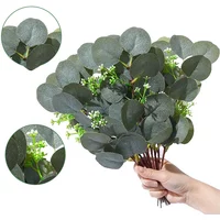 Fake Plant Wedding Decoration Simulation Green Plant Eucalyptus Leaves False Leaf Eucalyptus Tree Money Leaf Single Branch