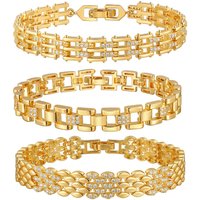 Luxurious Zircon Bracelet With for Women,High-Quality Gold Plated Teardrop-shaped Strap Chain Bracelets,Fashion Charm Jewelry