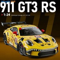 1:24 Porsche Diecast Alloy Racing Car Model with Dinosaur Paint Openable Parts Car Collectors Hobby Display Desktop Decoration
