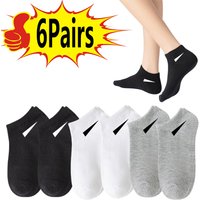 6/1 Pairs Women's Thick Short Socks with Shock Absorption, Casual Sport Style, Black White Gray, for Daily Fitness Travel & Yoga