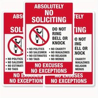 3pcs No Soliciting Sticker Set No Excuses No Exceptions Do Not Ring Bell Knock Decals Set Ensure Peace and Privacy 3.74"x5.5"