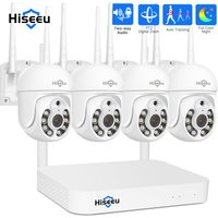 Hiseeu 5MP WiFi CCTV PTZ Camera Security System Kit 10CH NVR AI Motion Tracking Color Night Vision IP Camera Surveillance System